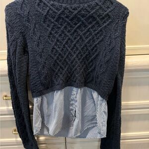 Maeve Navy Textured Knit Sweater by Anthropologie XS